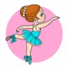 Цветной пример раскраски балерина начинающая