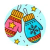 пример раскраски новогодние зимние варежки