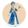 пример раскраски снегурочка в шубке с птичкой