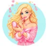 пример раскраски барби красит губы