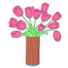 Цветной пример раскраски цветы тюльпаны в вазе