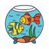 Цветной пример раскраски аквариум с рыбками