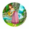 Цветной пример раскраски девочка в лесу