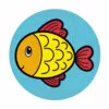 Цветной пример раскраски маленькая рыбка для малышей