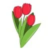Цветной пример раскраски свежие тюльпаны