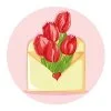 Цветной пример раскраски тюльпаны в конверте