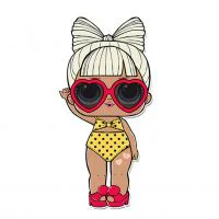 Цветной вариант раскраски кукла лол в желтом купальнике (spf q.t.)