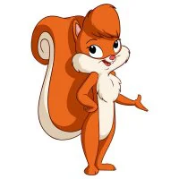 Цветной вариант раскраски красивая белка девочка