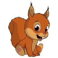 Цветной вариант раскраски милый бельчонок