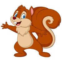 Цветной вариант раскраски белка улыбается