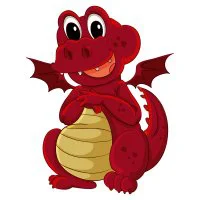 Цветной вариант раскраски маленький дракоша