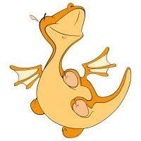 Цветной пример раскраски довольный дракончик