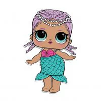 Цветной вариант раскраски лол сюрприз в юбке с хвостом русалки (merbaby)