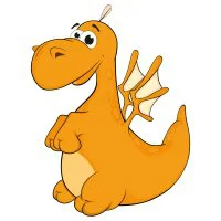 Цветной вариант раскраски милый дракон