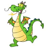 Цветной вариант раскраски усатый дракон