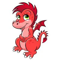 Цветной пример раскраски милый дракончик девочка