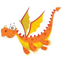 Цветной вариант раскраски летающий дракон