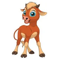 Цветной вариант раскраски милый теленок