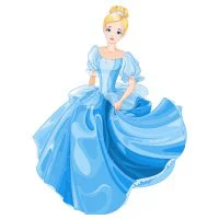 Цветной пример раскраски золушка в платье