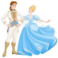 Цветной пример раскраски принц и принцесса золушка