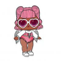 Цветной вариант раскраски лол кукла сестричка ангел с крыльями (angel)