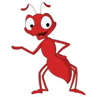 Цветной вариант раскраски муравей улыбается