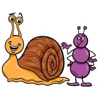 Цветной вариант раскраски муравей и улитка