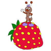 Цветной вариант раскраски муравей на клубнике