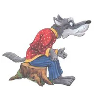 Цветной пример раскраски серый волк из сказки