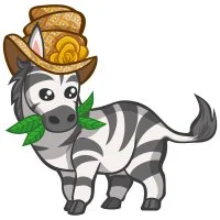 Цветной вариант раскраски зебра в шляпе