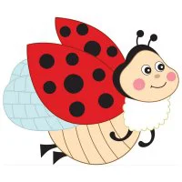 Цветной вариант раскраски божья коровка летает