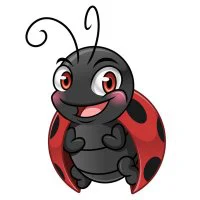 Цветной вариант раскраски маленькая божья коровка