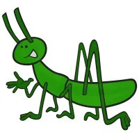 Цветной пример раскраски кузнечик для детей