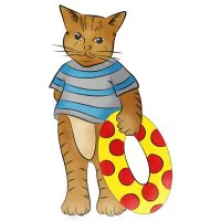 Цветной вариант раскраски кот в матроске