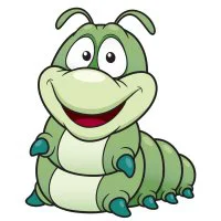 Цветной пример раскраски милая гусеница