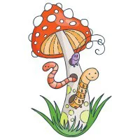 Цветной вариант раскраски в мухоморе