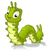 Цветной вариант раскраски травоядная гусеница