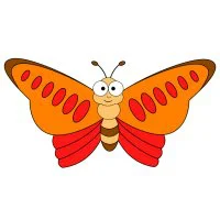 Цветной вариант раскраски бабочка для малышей 3 года