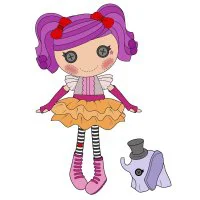 Цветной вариант раскраски кукла с пуговками