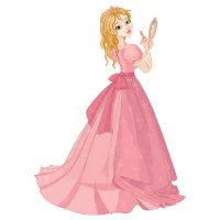 Цветной вариант раскраски принцесса смотрится в зеркало