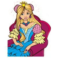 Цветной вариант раскраски принцесса на троне