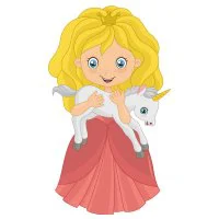 Цветной вариант раскраски принцесса и единорог