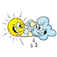 Цветной вариант раскраски тучка и солнышко