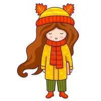 Цветной пример раскраски девочка осенью