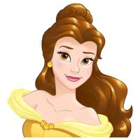 Цветной вариант раскраски голова принцессы белль