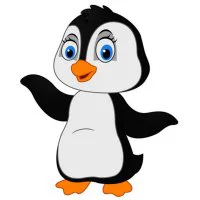 Цветной вариант раскраски пингвин