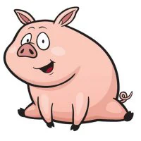 Цветной вариант раскраски веселая свинка