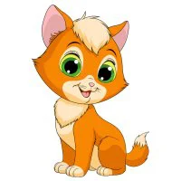 Цветной пример раскраски очень милый котенок