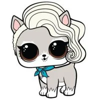 Цветной вариант раскраски лол питомец милый котенок сюр-фур