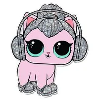 Цветной вариант раскраски лол питомец котенок китти в наушниках